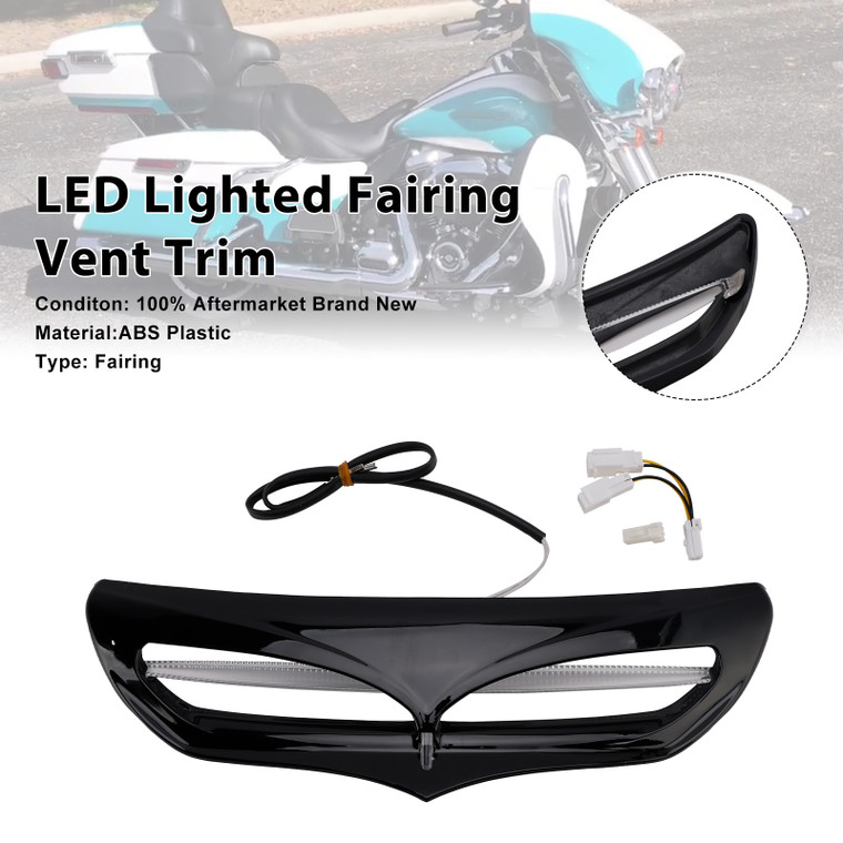 2014-2025 Harley Davidson LED Lighted Fairing Vent Trim Black Generic