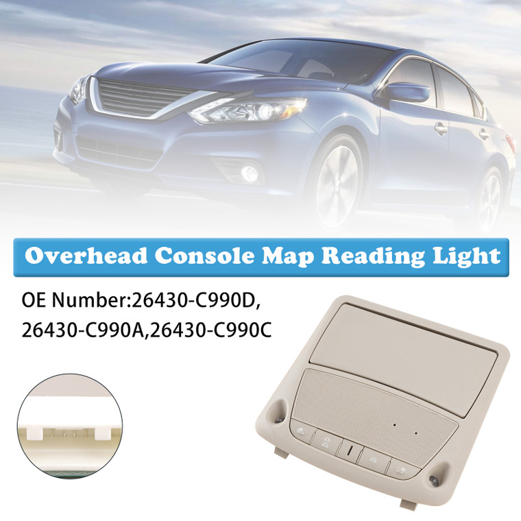 2013-2018 Nissan Altima Sentra Leaf X-TRAIL Bluebird Overhead Console Map Reading Light Gray 26430-C990A Generic