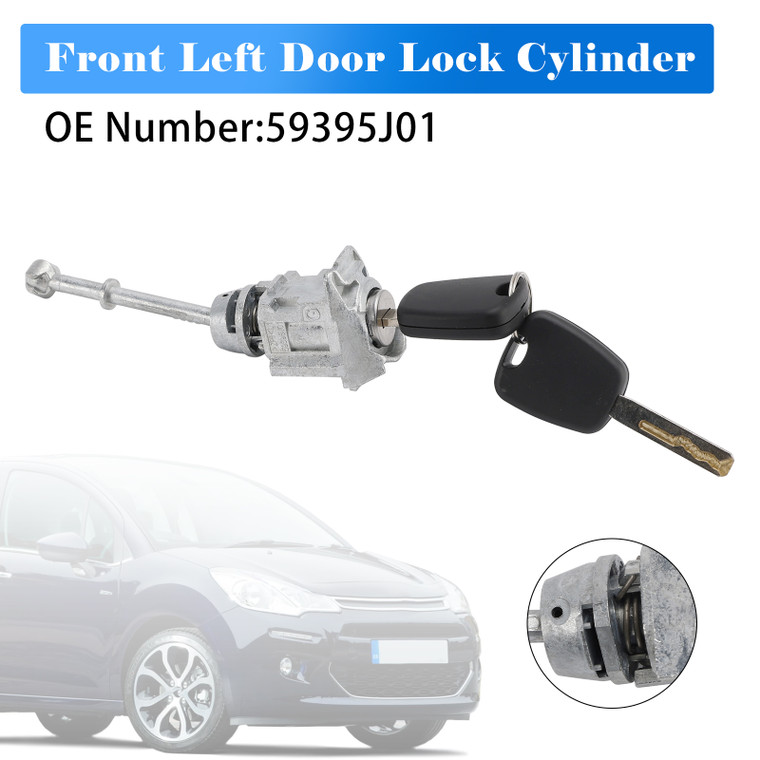 2007-2018 Peugeot 308 508 Front Left Door Lock Cylinder 59395J01 Generic