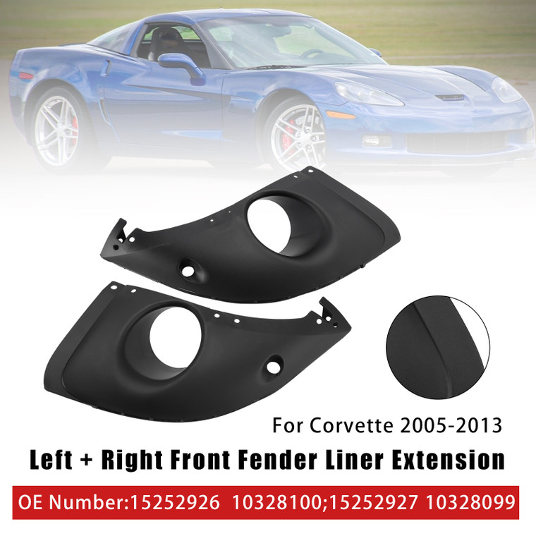 2005-2013 Chevy Corvette Left+Right Front Fender Liner Extension 15252926 10328100 Generic