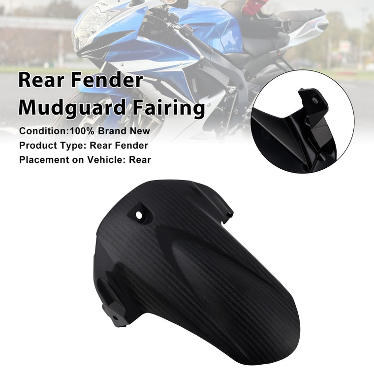 2011-2025 Suzuki GSX-R600 / GSX-R750 Rear Fender Mudguard Fairing Black Generic