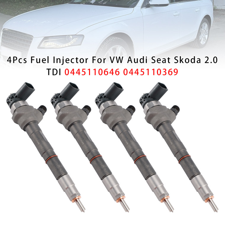 2003-2018 Audi A1 A3 A4 A5 A6 Q3 Q5 4Pcs Fuel Injector 0445110646 0445110369 Generic