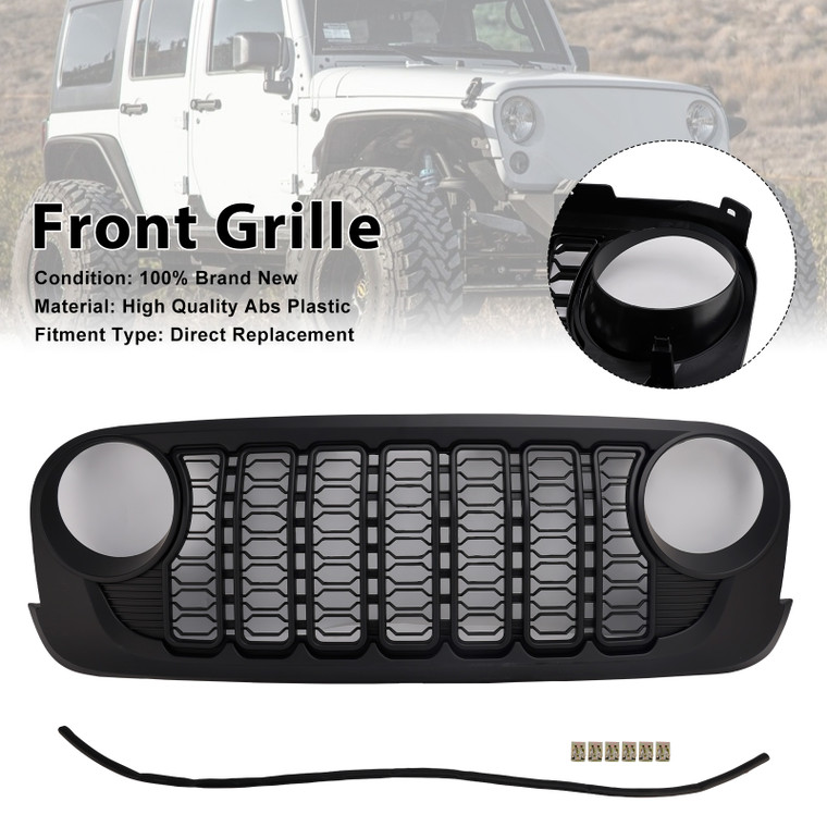 2007-2018 Jeep Wrangler JK JKU Unlimited 2 & 4 Door Front Bumper Grille Black Generic