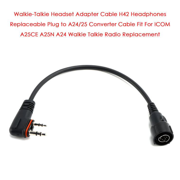 H42 Headphones Replaceable Plug to A24 Converter Cable For ICOM A25CE A25N A24
