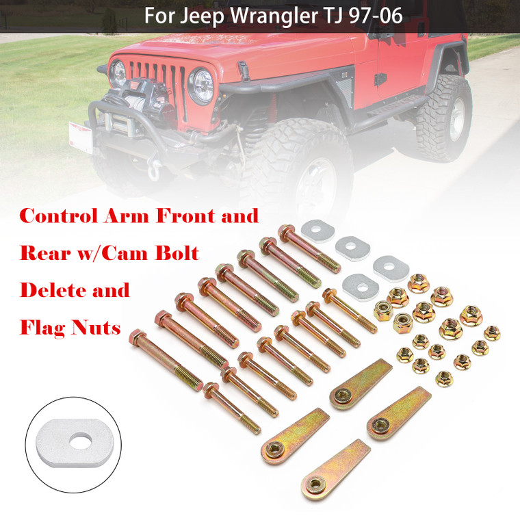 1997-2006 Jeep Wrangler TJ Control Arm Front and Rear w/Cam Bolt Delete and Flag Nuts RO-0034/1025/1030 Generic