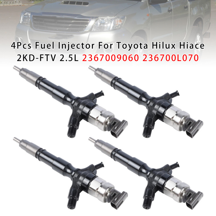 Toyota Hilux Hiace 2KD-FTV 2.5L 4Pcs Fuel Injector 2367009060 236700L070 Generic
