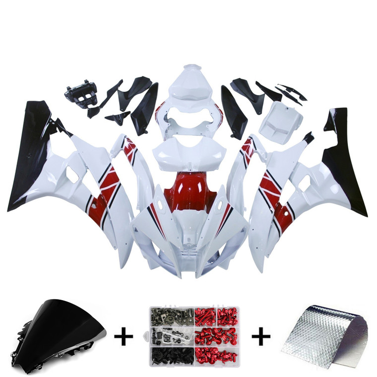 2006-2007 Yamaha YZF-R6 White Red Black R6 Racing Amotopart Fairings Customs Fairing