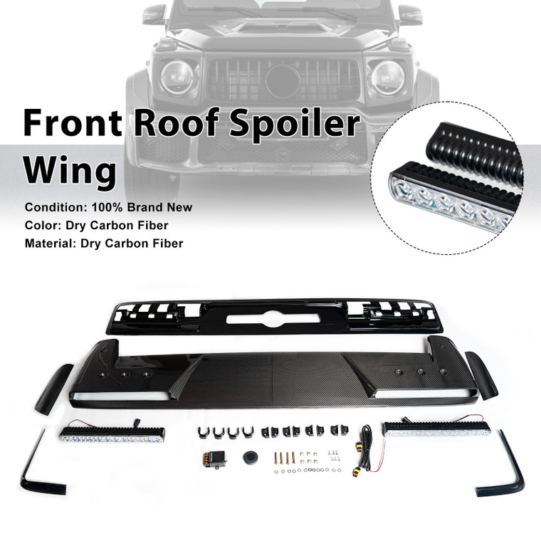 Front Roof Spoiler Wing Fit Mercedes Benz G-Class W465 B800 2025+ W/ LED