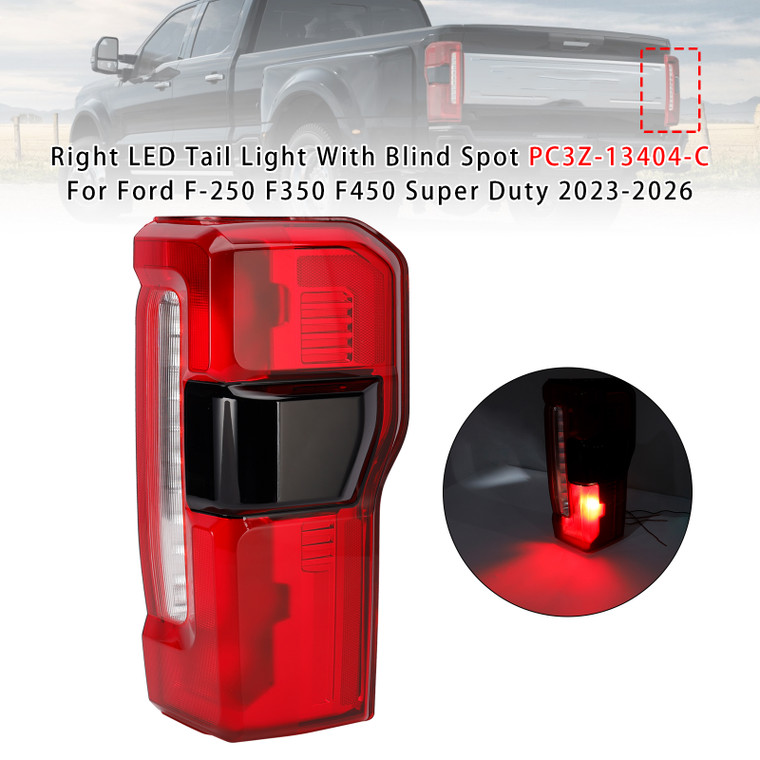Right LED Tail Light With Blind Spot For Ford F-250 F350 F450 Super Duty 23-2026