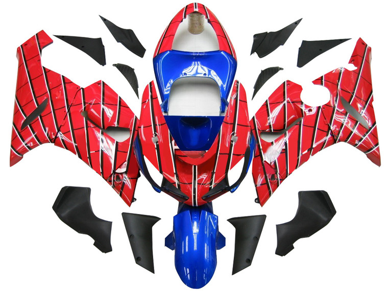 Fairings Kawasaki ZX6R 636 Red & Blue Spider Man Racing  (2005-2006)