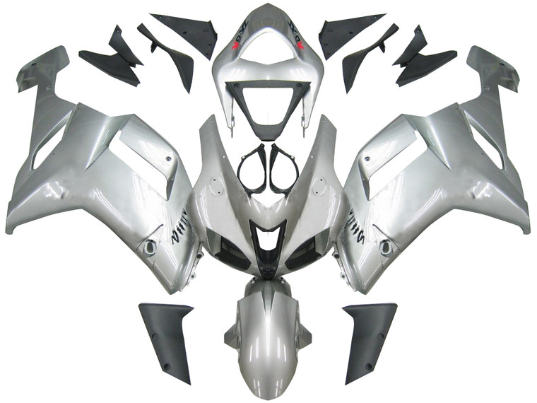 Fairings Kawasaki ZX6R ZX636 Silver Ninja ZX6R Racing  (2007-2008)