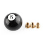 Universal No.8 Billiard Ball Gear Shifter Black Round Shift Knob w/ 3 Adapters