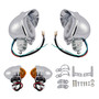 Motorcycle Beam Headlight Fog Lamp Custom Chrome #D17 For Racer Bobber Chopper