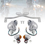Motorcycle Beam Headlight Fog Lamp Custom Chrome #D22 For Racer Bobber Chopper