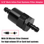 Black Inline EFI Fuel Systems Filter Adapter 3/8" Barb With 30 Micron Filter Element