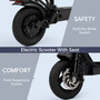 400W Adult Shock Absorption Electric Scooter with Seat 10" Commuter Electric Scooter With Carry Basket - Up to 25 Miles 20MPH