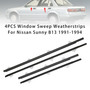 1991-1994 Nissan Sunny B13 4PCS Window Sweep Weatherstrips Generic