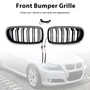 2009-2011 BMW 3 Series E90/E91 Double Rib Front Kidney Grille Gloss Black Generic