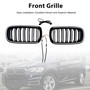 2013-2018 BMW X5/X6 F15/F16 Double Slat Front Bumper Kidney Grille Gloss Black Generic