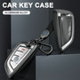 Aluminum Alloy TPU Silver Car Key Case Cover With Buckle For BMW X3 X1 X5