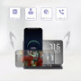 6-in-1 Wireless Charging Station Charger Clock LED Digital Display Alarm Clock