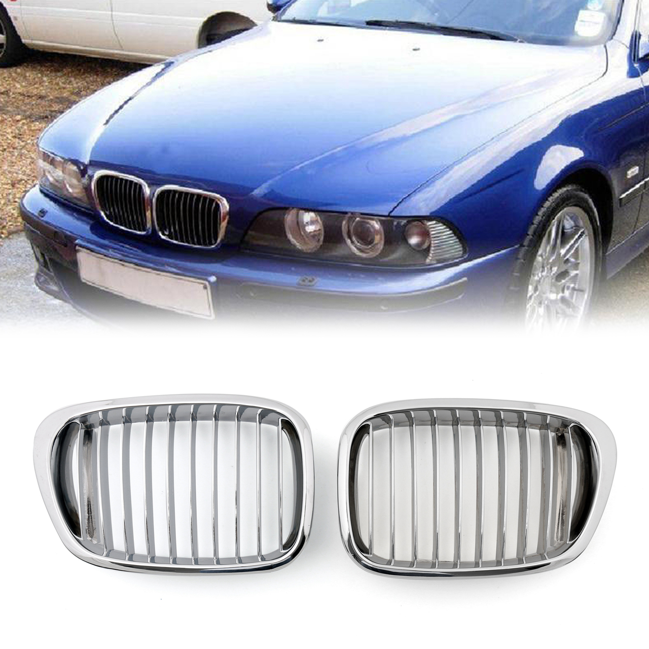 1999-2003 BMW E39 5 Series Chrome Front Kidney Grill Mesh Grille Generic