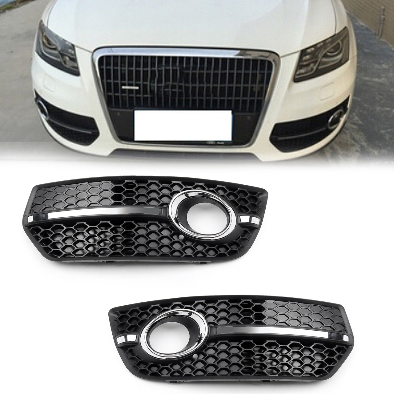 2009-2011 Audi Q5 1Pair Front Bumper Grill Fog Light Lamp Covers Trim New US