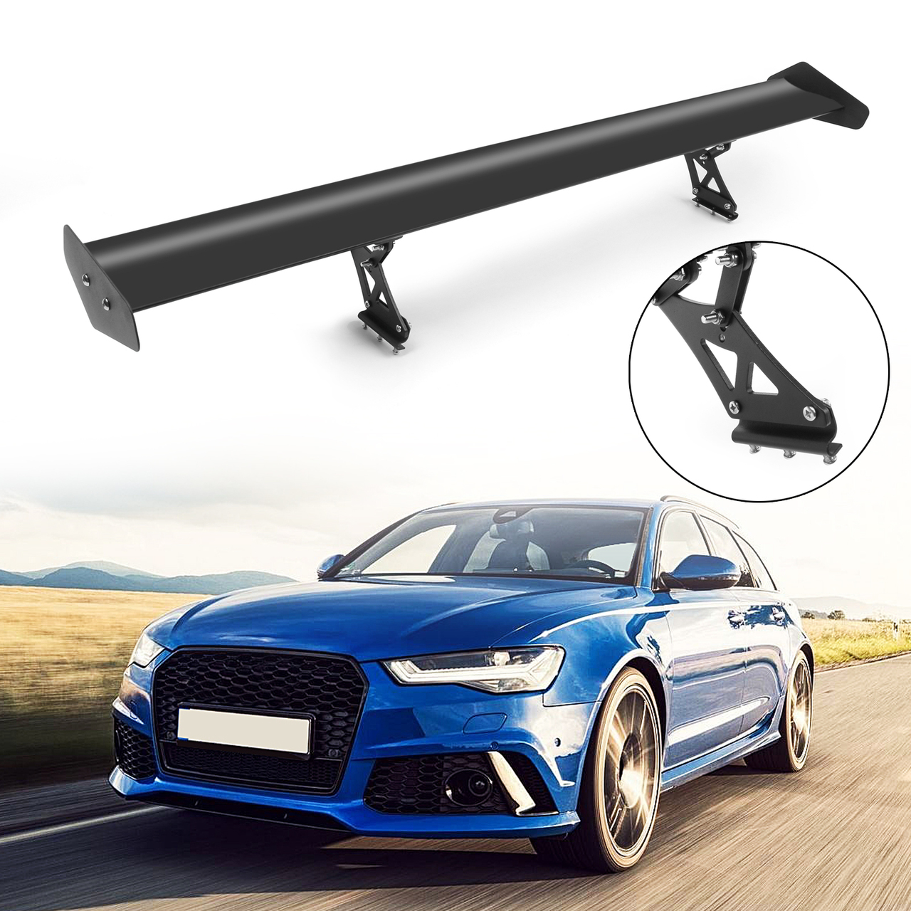Universal Aluminum Adjustable Trunk GT Rear Racing Spoiler Wing, Black Generic