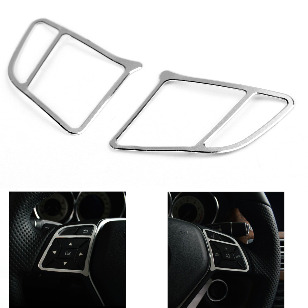 Steering Wheel Cover Trim Frame Aluminium Benz E Class W212 (2010-2015) Silver Generic