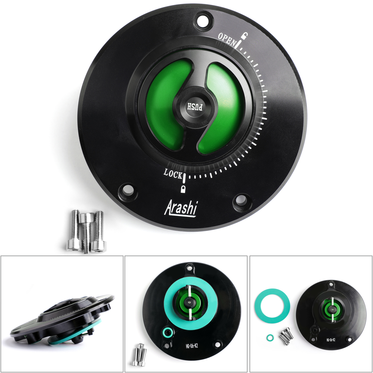 CNC Keyless Fuel Gas Tank Cap For Kawasaki ZX-6R ER-6F/6N Ninja 600 650 Green Generic