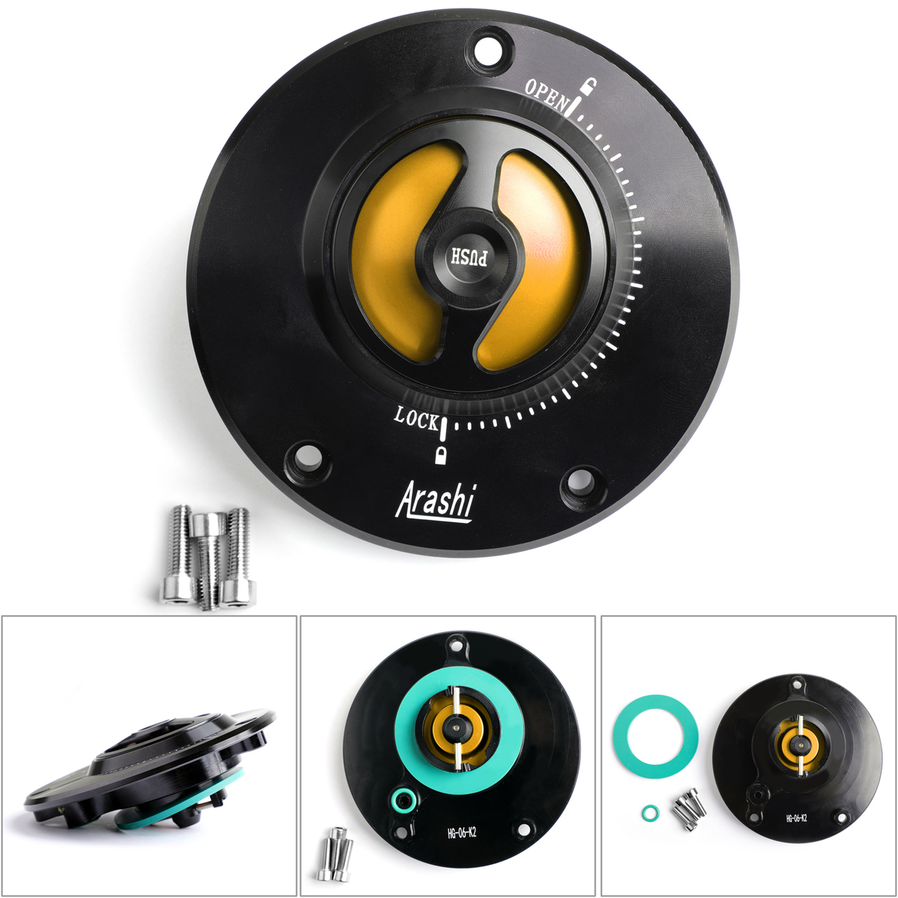 CNC Keyless Fuel Gas Tank Cap For Kawasaki ZX-6R ER-6F/6N Ninja 600 650 Gold Generic