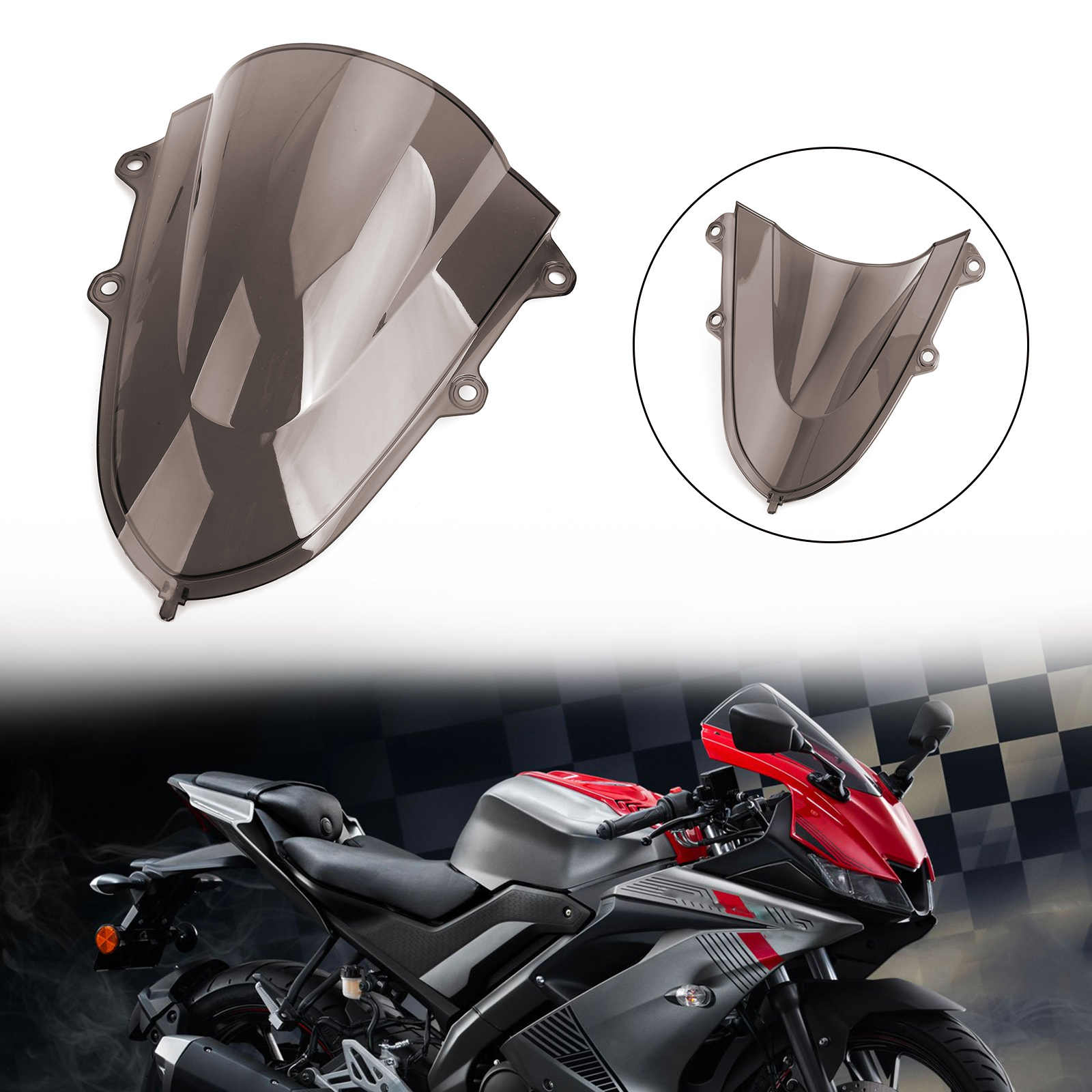 ABS Plastic Motorcycle Windshield WindScreen for Yamaha YZF R15 V3 2017-2020 Smoke Generic