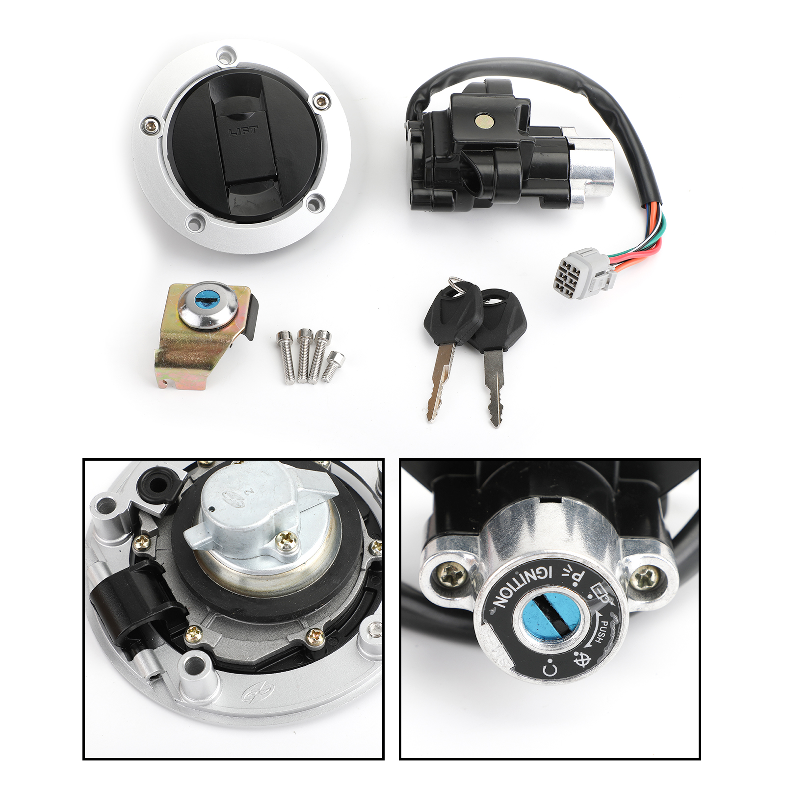 Ignition Switch Fuel Gas Cap Seat Lock Keys Kit Fit For Suzuki GSF650/S Bandit GSF1200 GSF1250 GSX650F Generic