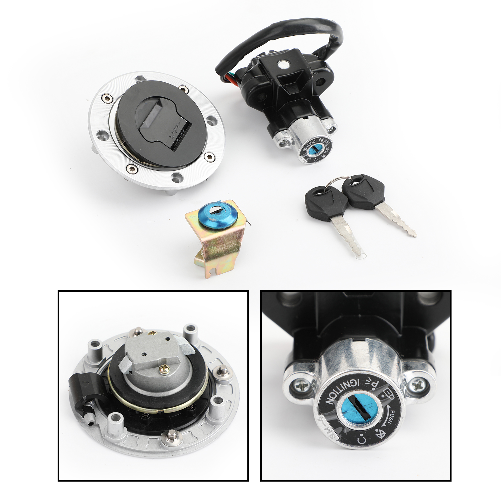 Ignition Switch Fuel Gas Cap Seat Lock Keys Kit Fit For Suzuki DL1000 V-Strom 02-12 DL650 V-Strom 04-11 Generic