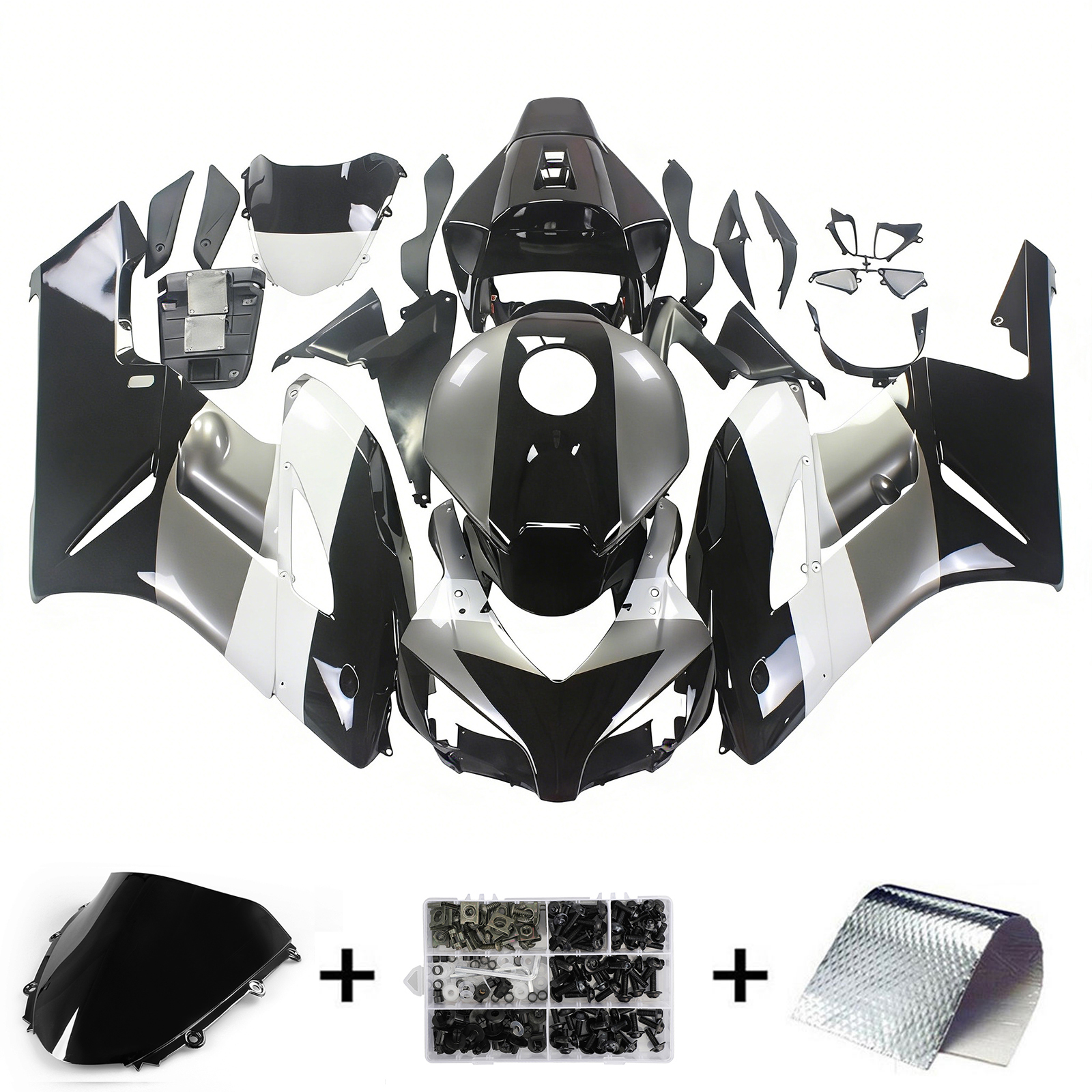 2004-2005 Honda CBR1000RR Amotopart Fairings Black Silver Repsol Racing Customs Fairing