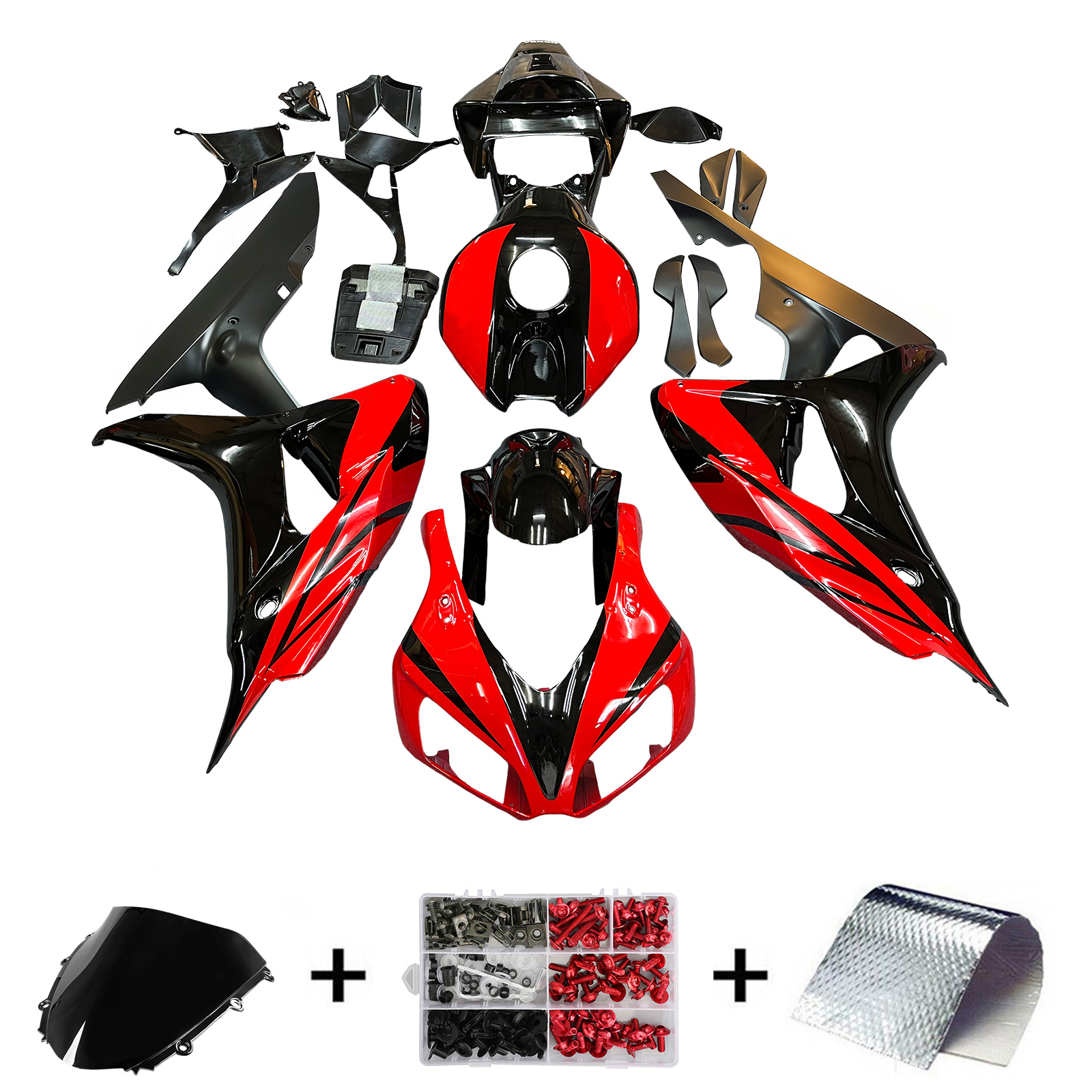2006-2007 Honda CBR1000RR Black and Red CBR Racing Amotopart Fairings