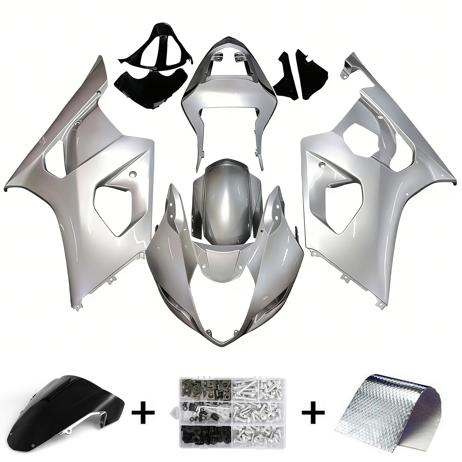 2003-2004 Suzuki GSXR 1000 Silver GSXR Racing Amotopart Fairings