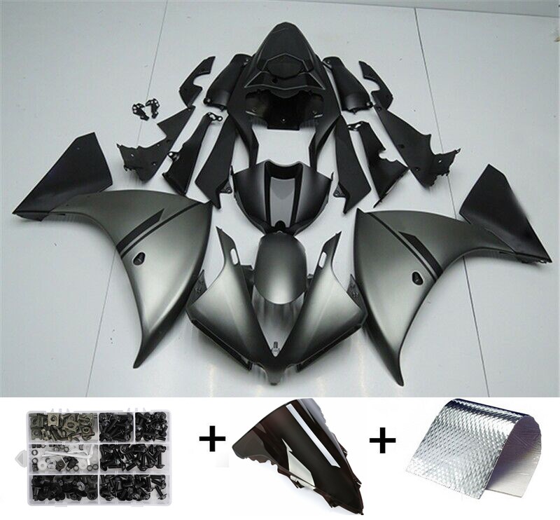 2013-2014 Yamaha YZF R1 Amotopart ABS Injection Plastic ABS Fairing Grey Black Generic