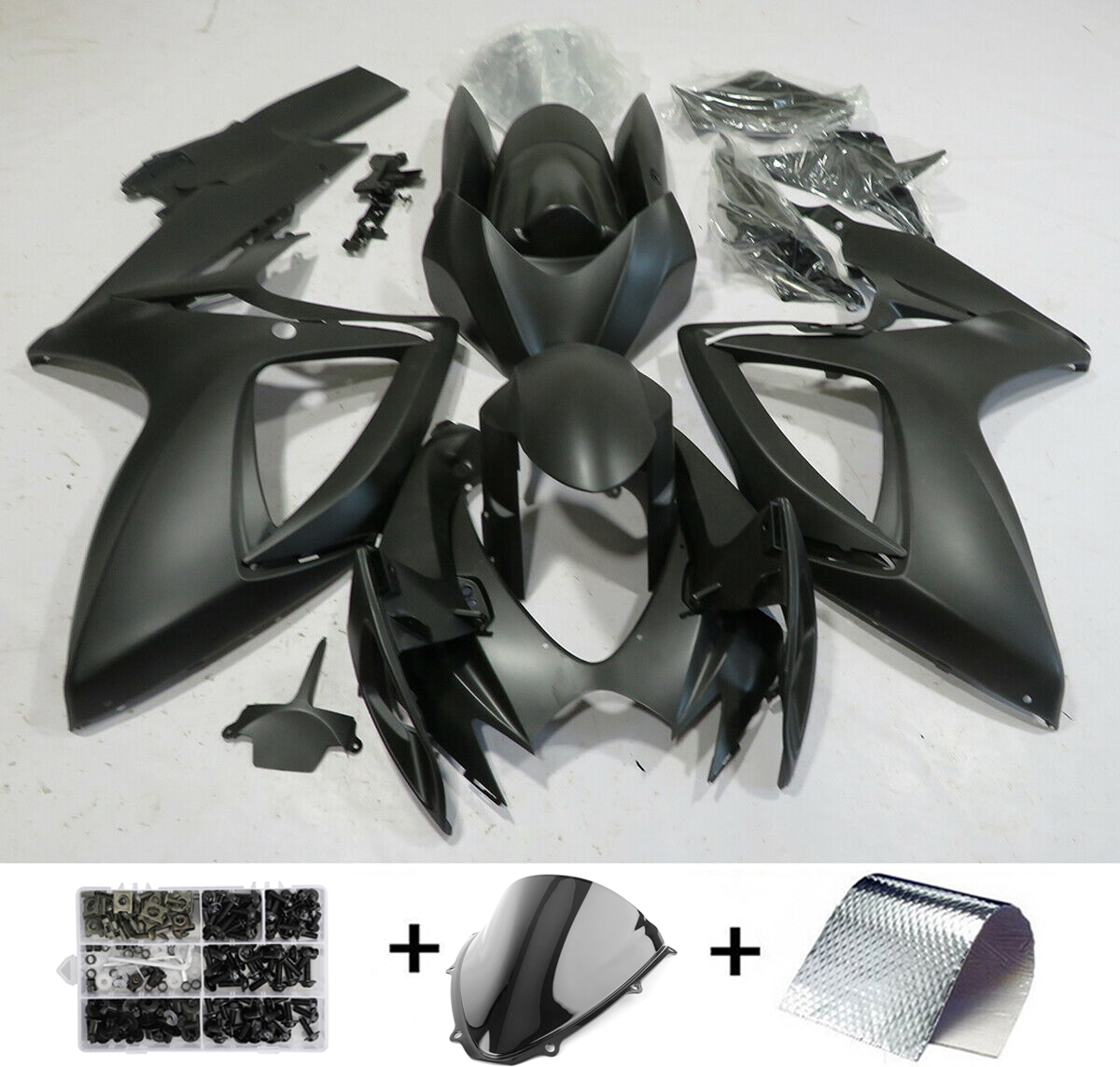 2006-2007 Suzuki GSXR600/750 Amotopart Fairing Injection Plastic Kit Matt Black Fit Generic