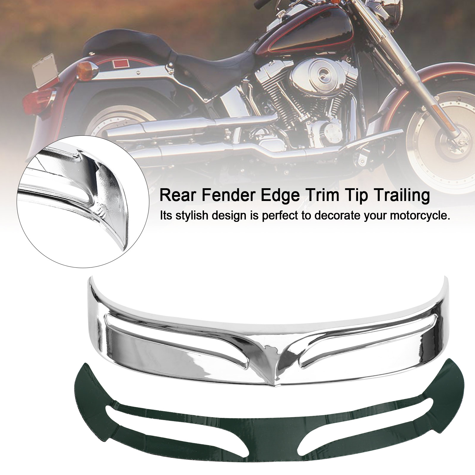 Chrome Rear Fender Edge Trim Tip Trailing Fit For FLSTF 2007-2017