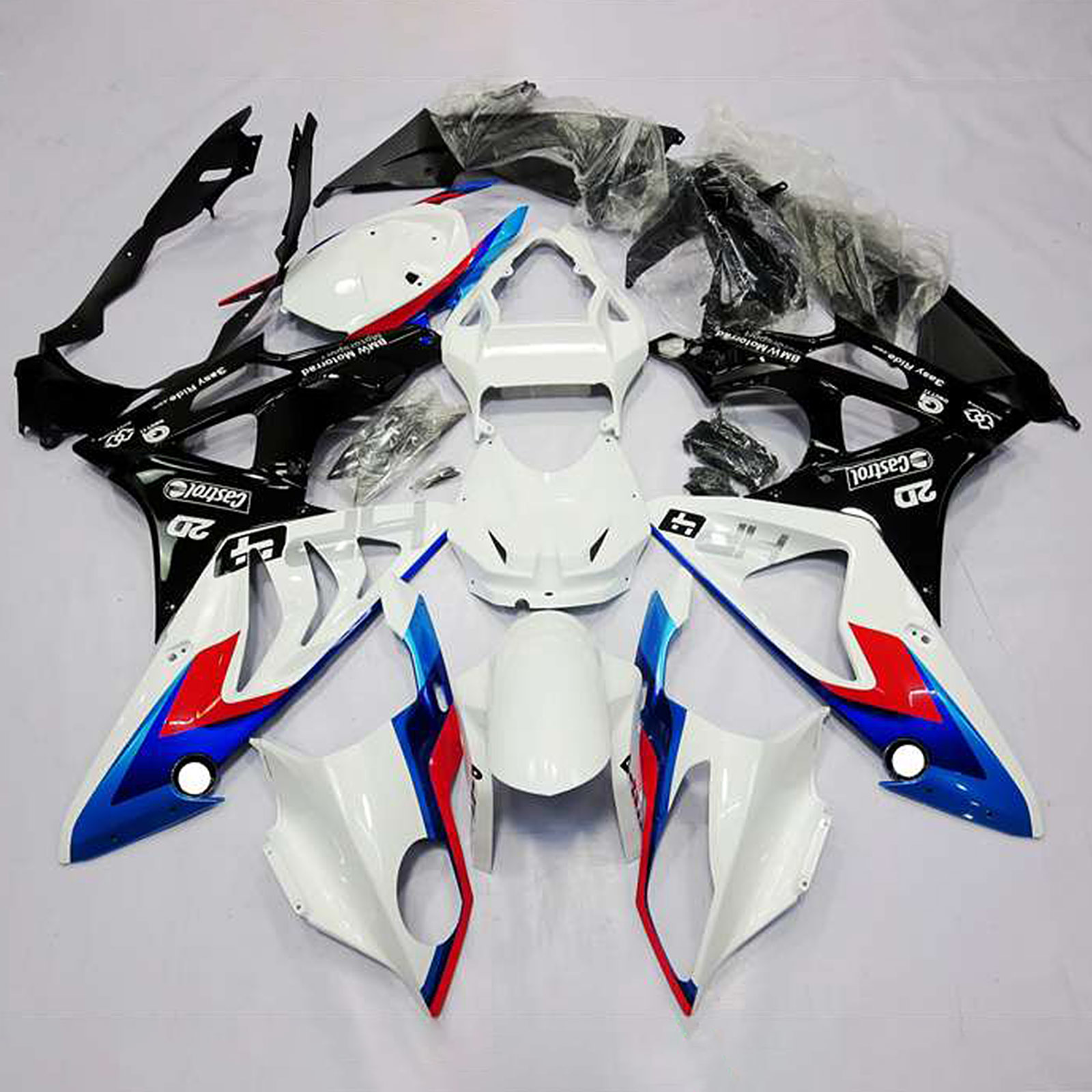 2009-2014 BMW S1000RR Amotopart Injection Fairing Kit Bodywork Plastic ABS White Blue Black