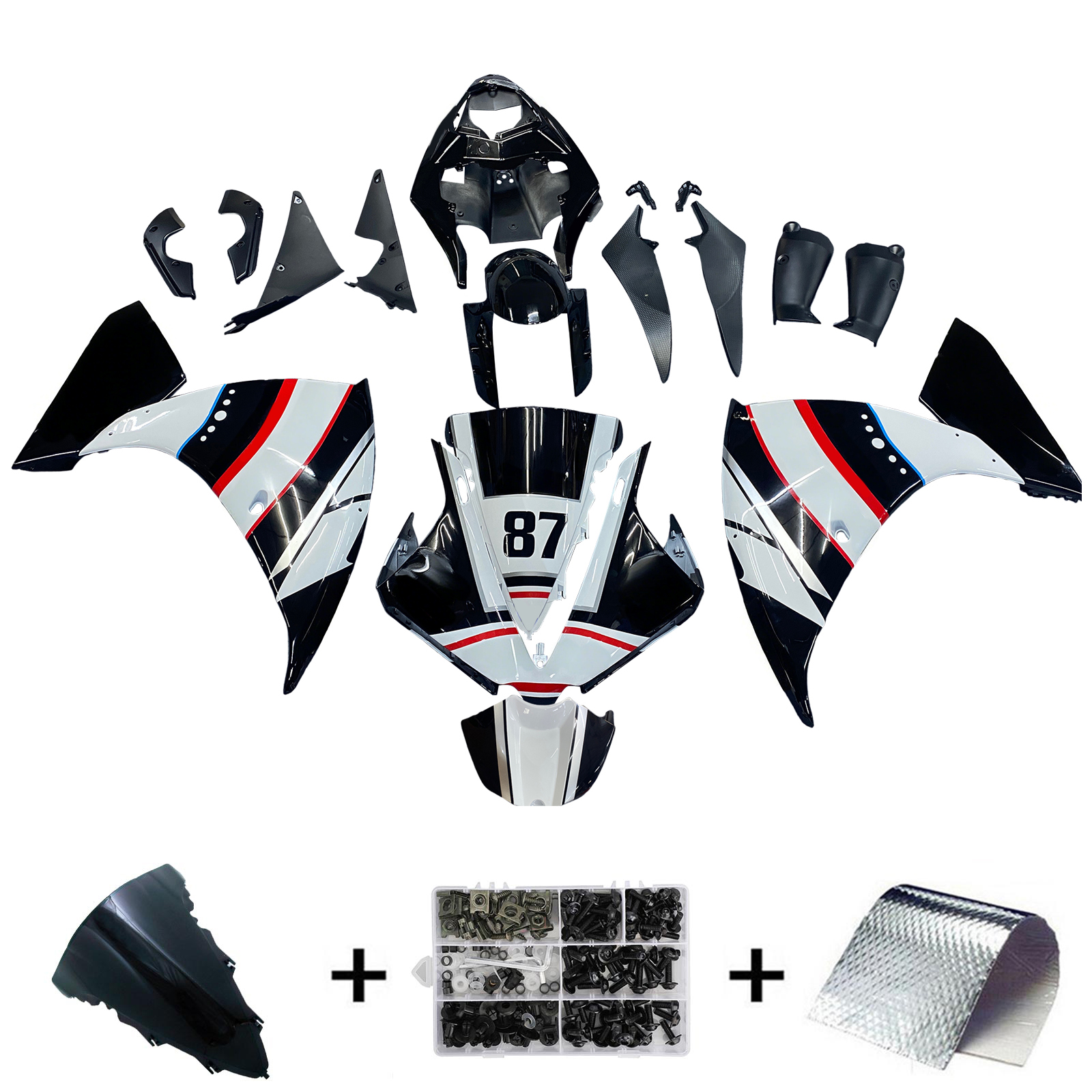 2012-2014 Yamaha YZF 1000 R1 Amotopart Injection Fairing Kit Bodywork Plastic ABS #133