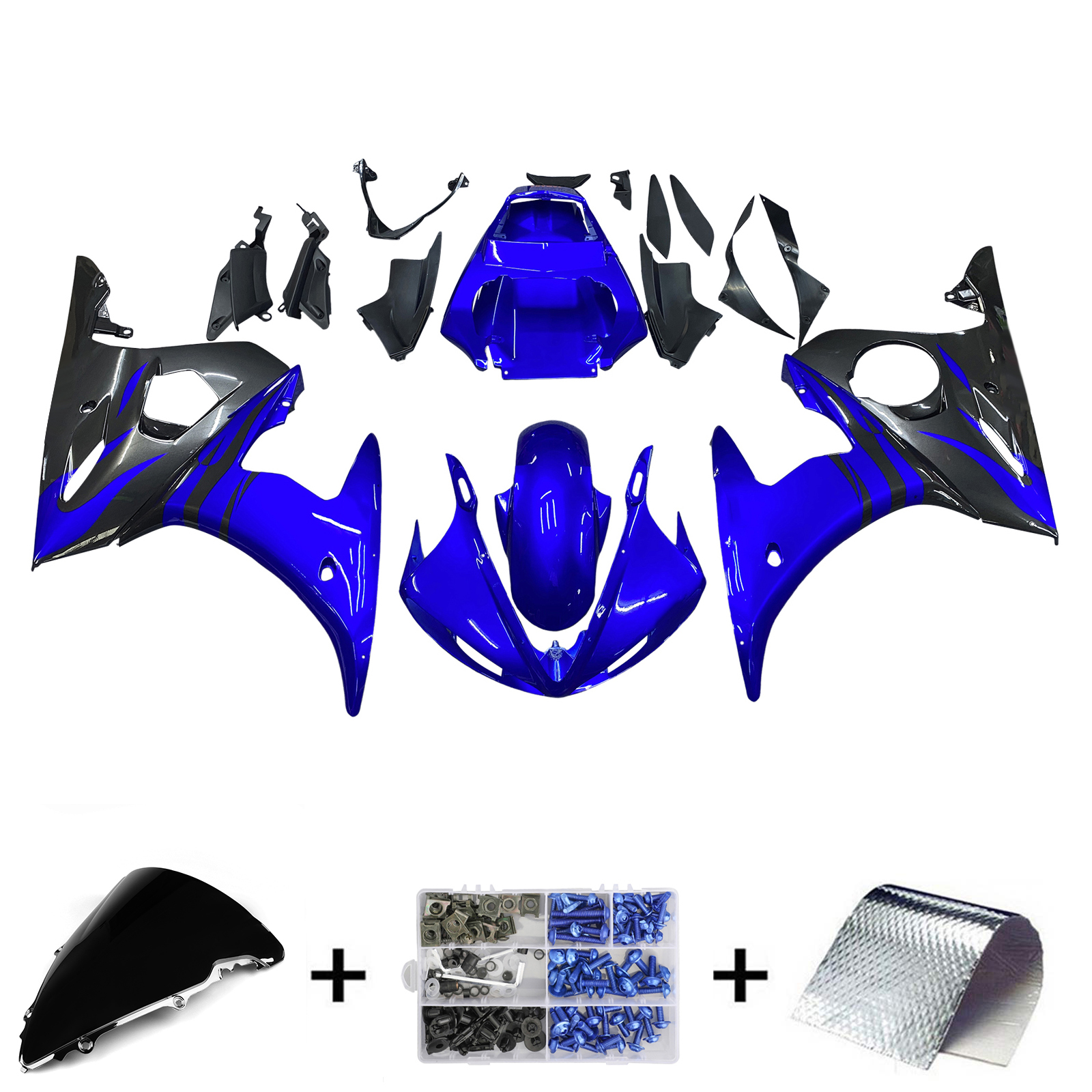 2005 Yamaha YZF 600 R6 Amotopart Injection Fairing Kit Bodywork Plastic ABS #11