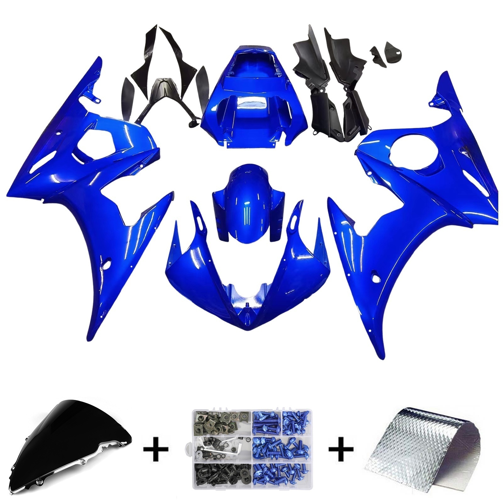 2005 Yamaha YZF 600 R6 Amotopart Injection Fairing Kit Bodywork Plastic ABS #16