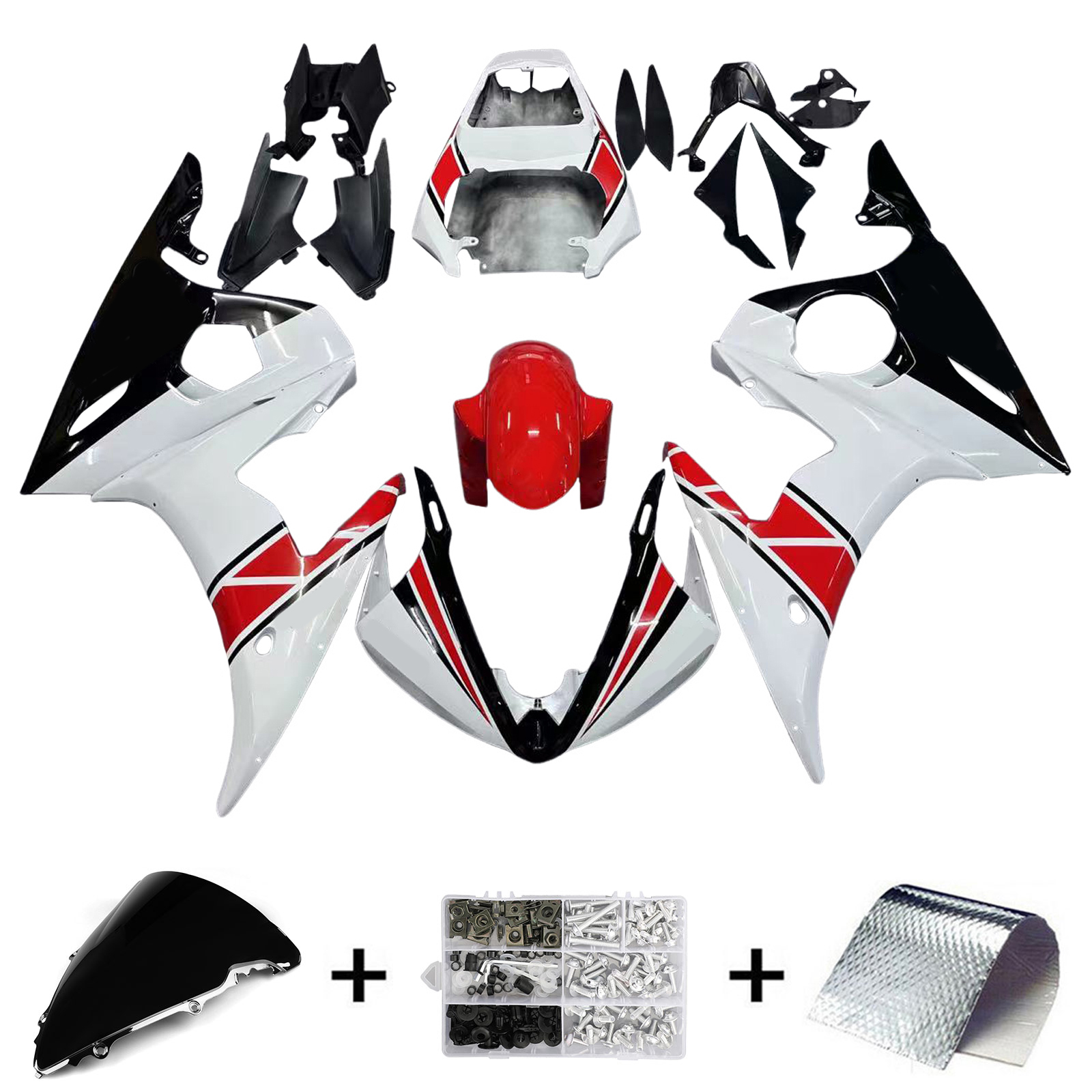 2005 Yamaha YZF 600 R6 Injection Fairing Kit Bodywork Plastic ABS #104 Amotopart Fairing
