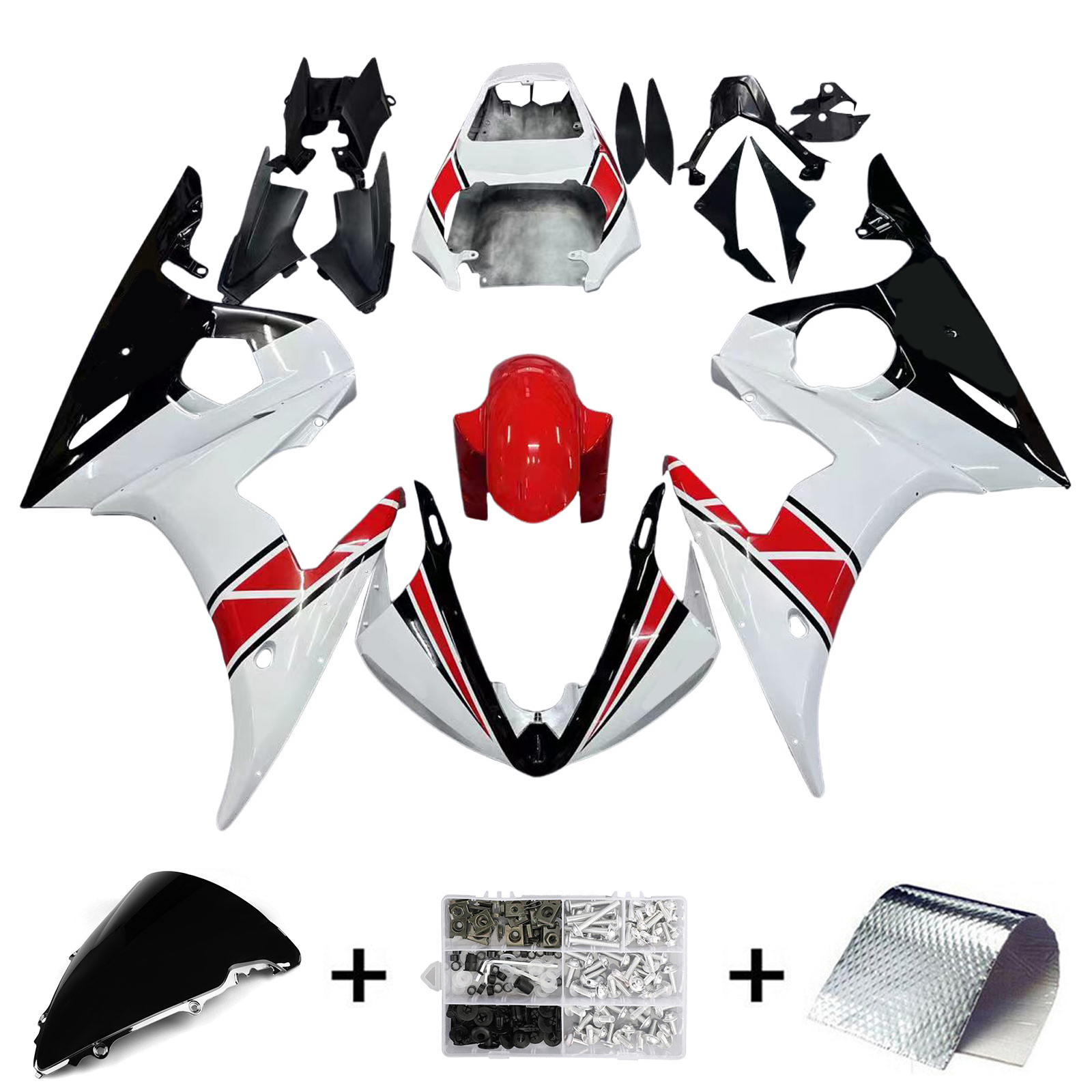 2003-2004 Yamaha YZF 600 R6 2006-2009 R6S Amotopart Injection Fairing Kit Bodywork Plastic ABS #104