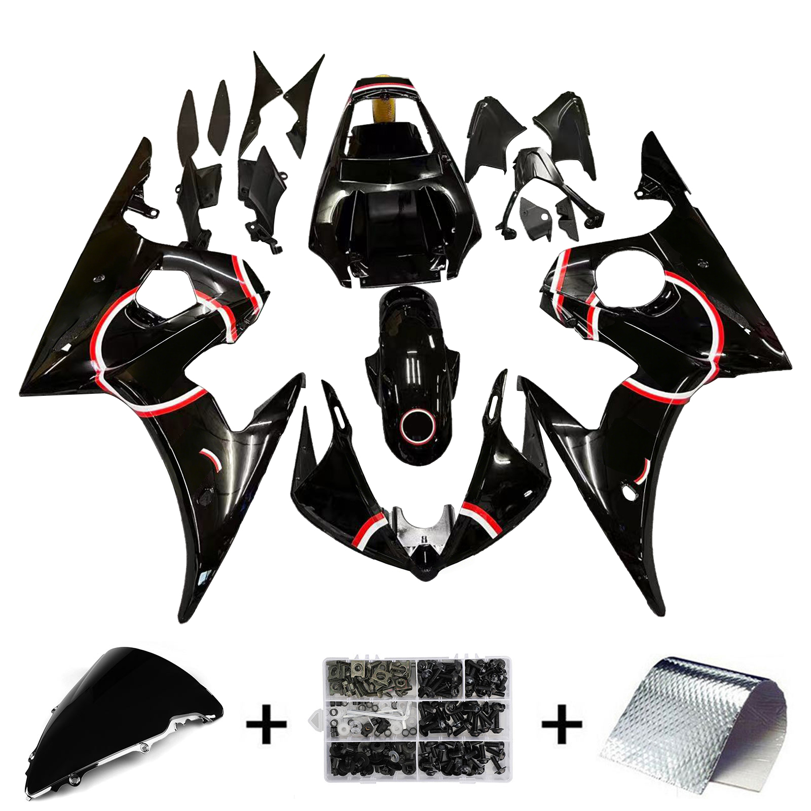2003-2004 Yamaha YZF 600 R6 2006-2009 R6S Amotopart Injection Fairing Kit Bodywork Plastic ABS #105