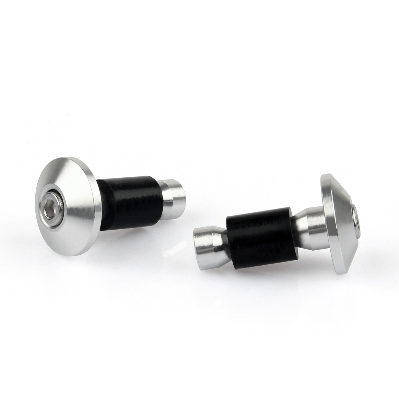 Universal Motorcycle Street Bike 7/8" Handlebar Grips Bar End Plugs Silver Generic