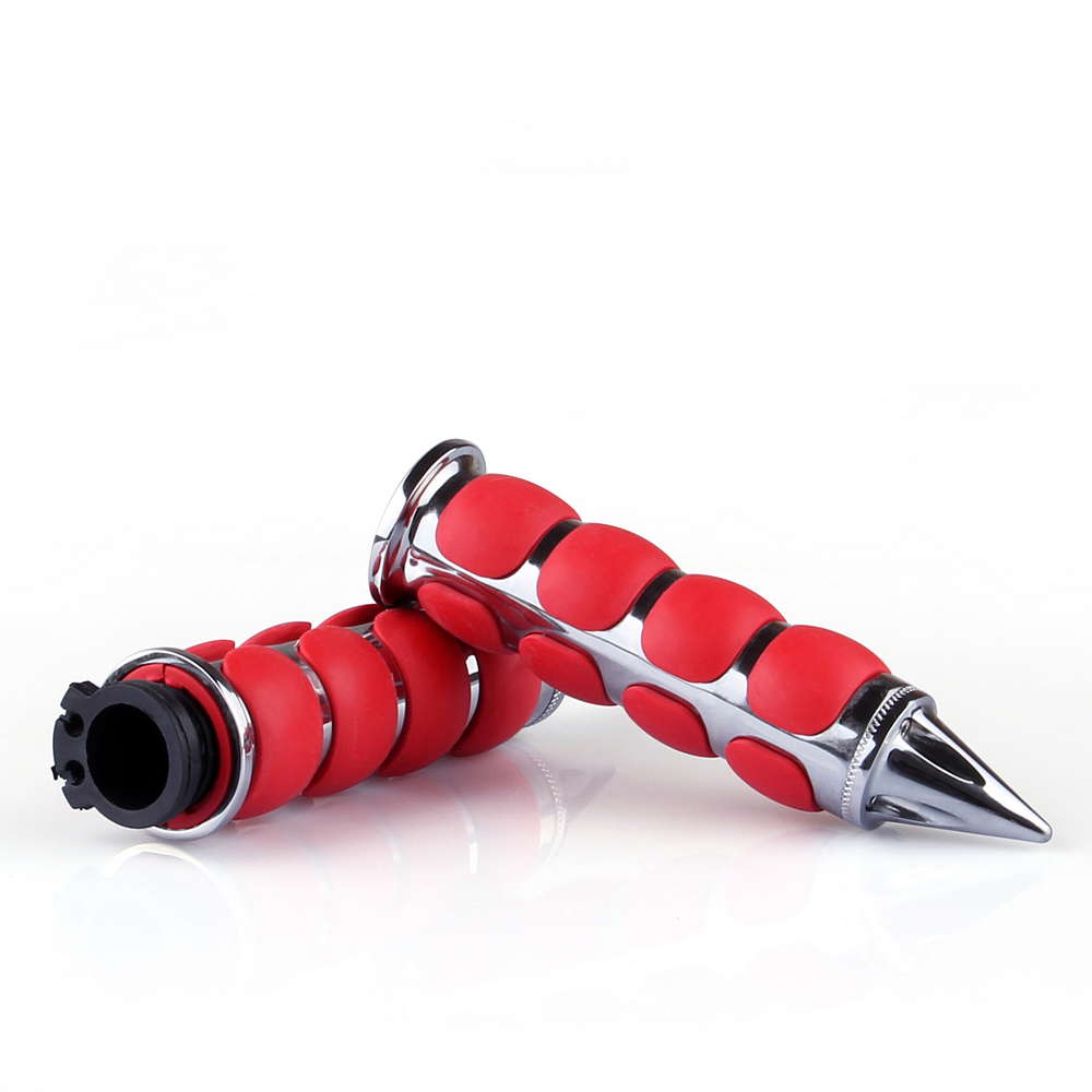 1" / 25mm Handlebar Grips Spike Bar End Universal Fit Harley-Davidson Honda Kawasaki Suzuki Victory Yamaha, Red Generic