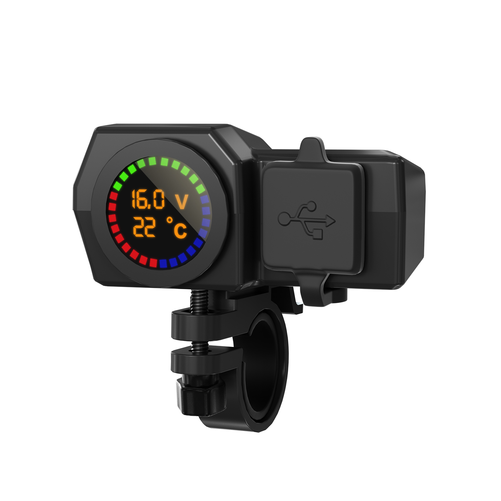 Qc3.0 Volt Meter Phone Charge Bracket Temperature Meter Black B For Moto Scooter Generic